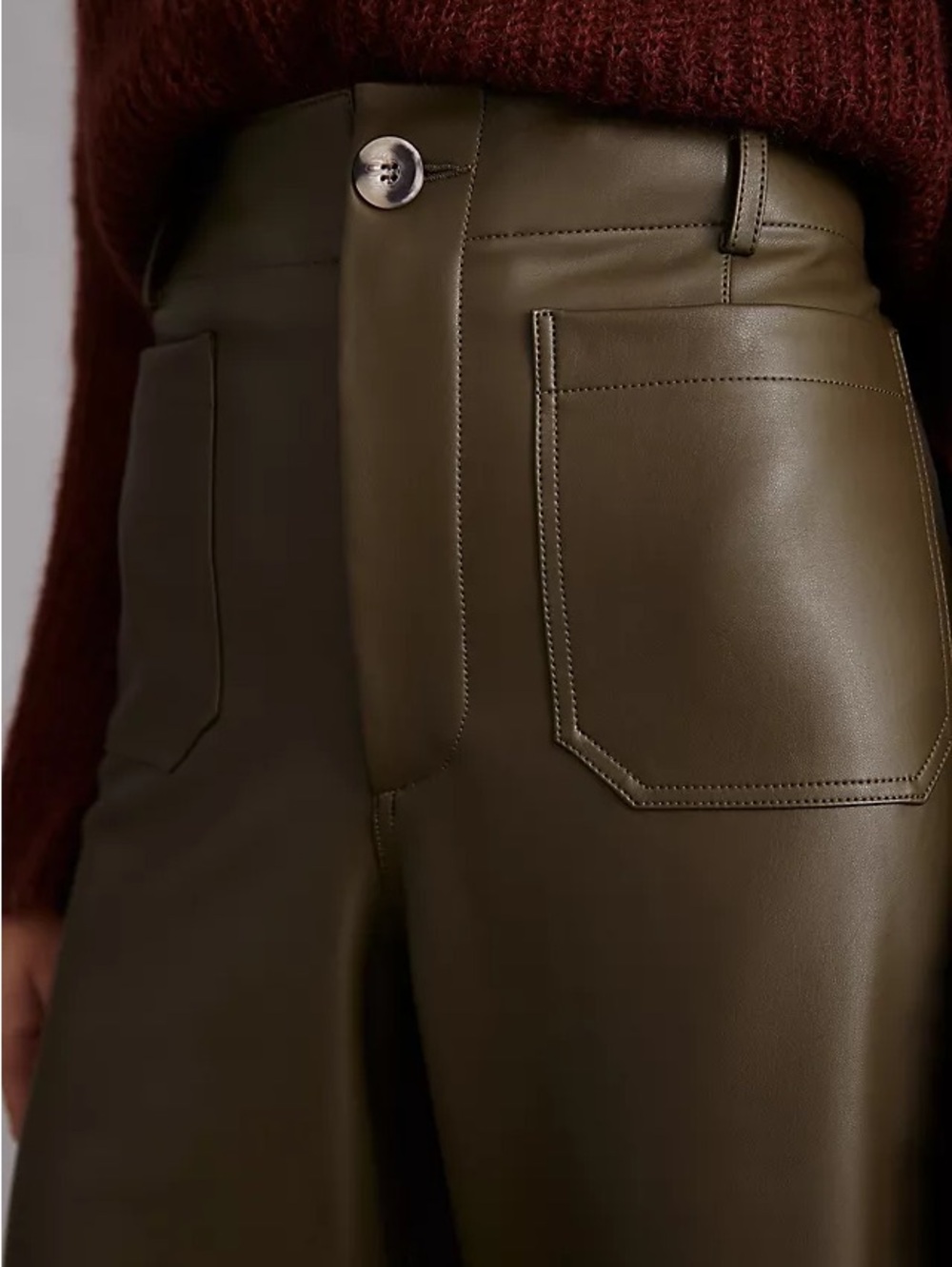 Nwot Maeve olive faux leather colette pants sz 25 - Picture 4 of 8